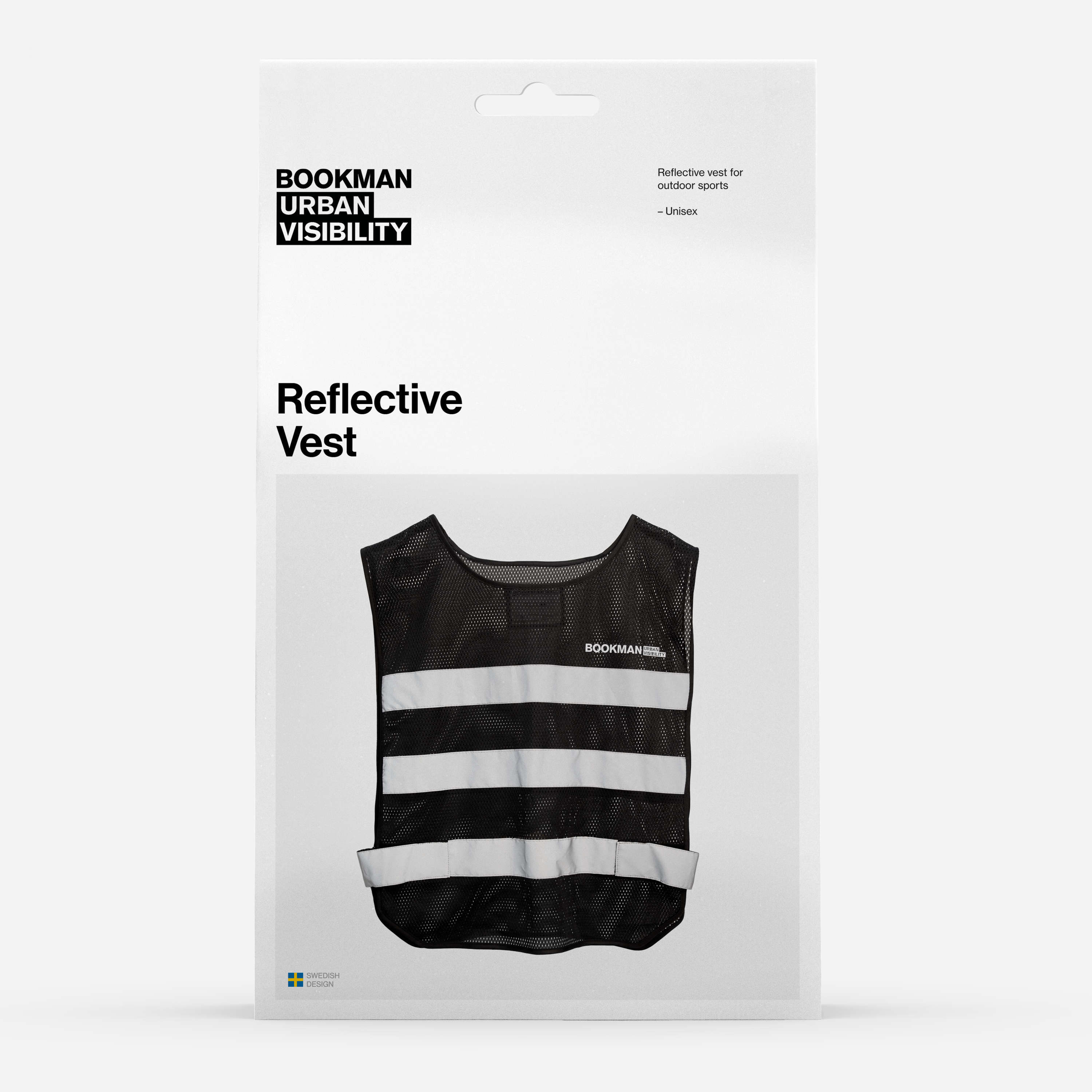 Stay visible with the Bookman Reflective Vest in black—sleek, lightweight, and CE-certified. Designed in Sweden with 360° reflective straps for running, cycling, and walking in low light.
