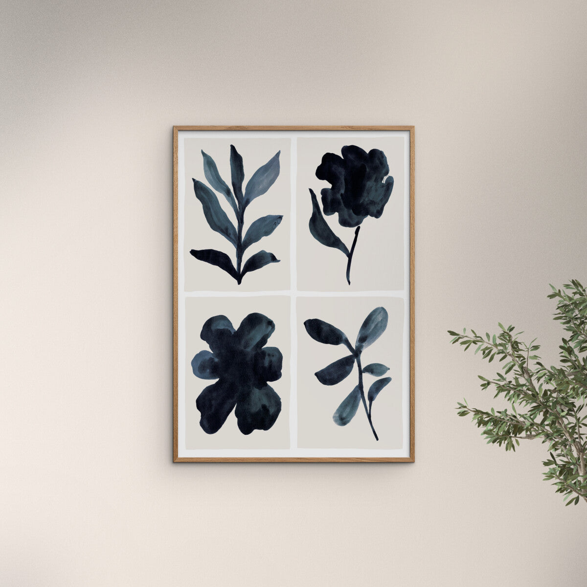 Kunstary Floral Assemblage Poster, 50 × 70 cm contemporary art print with bold multicolor florals.