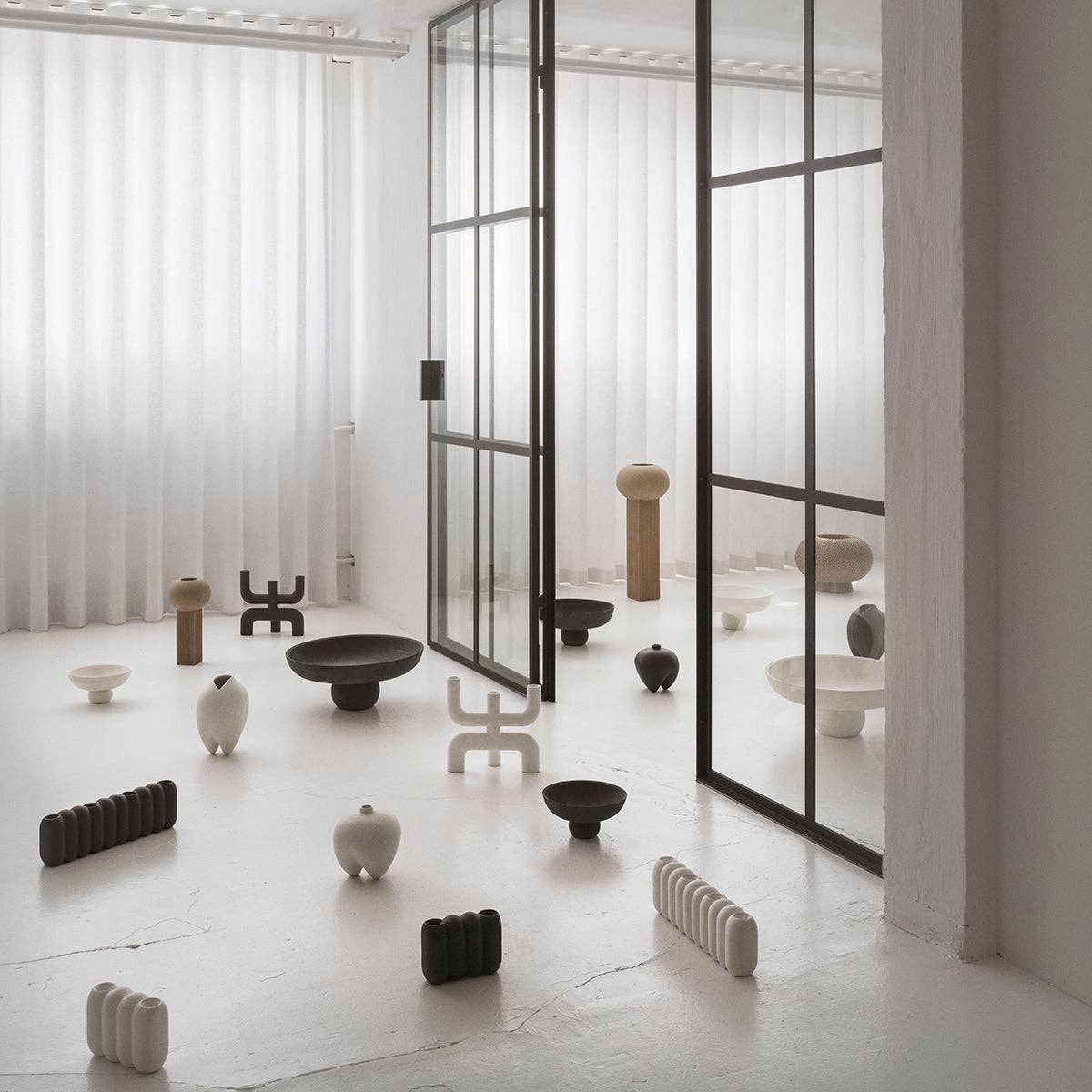 101 Copenhagen Tube Candleholder Mini hand-glazed ceramic with sculptural lamella design, holds two candles.