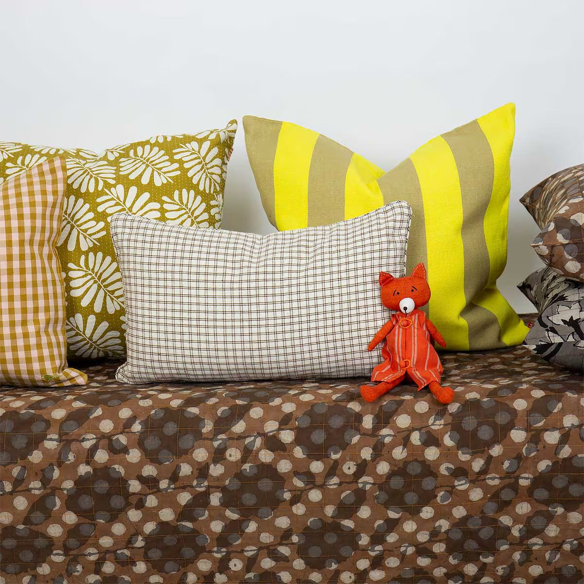 Fina Fox handmade cotton stuffed toy with kapok filling, Fair Trade, eco-friendly, cheeky woodland fox.