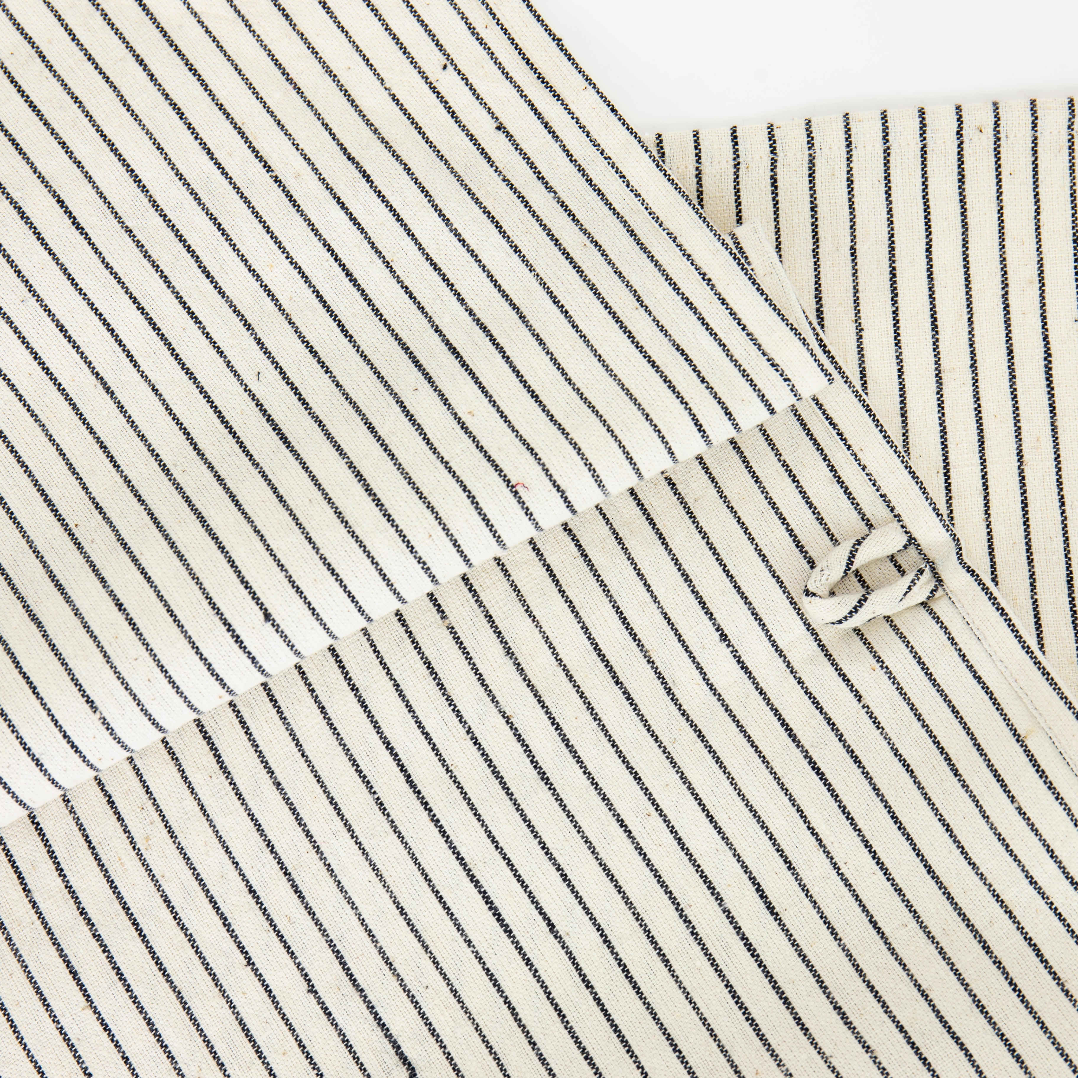 A World of Craft Thinstripe Kitchen Towel in white and black thin stripes, handwoven organic cotton, Fair Trade.