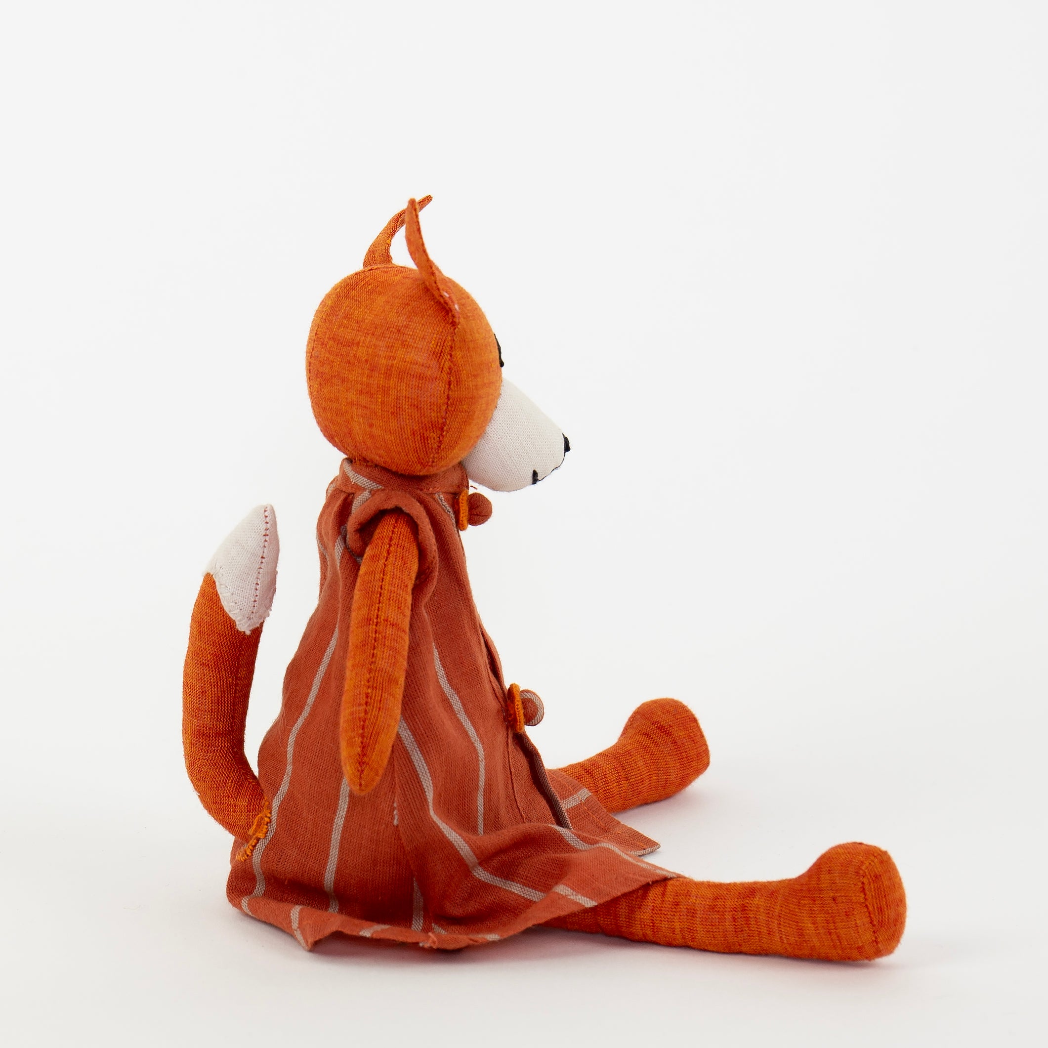 Fina Fox handmade cotton stuffed toy with kapok filling, Fair Trade, eco-friendly, cheeky woodland fox.