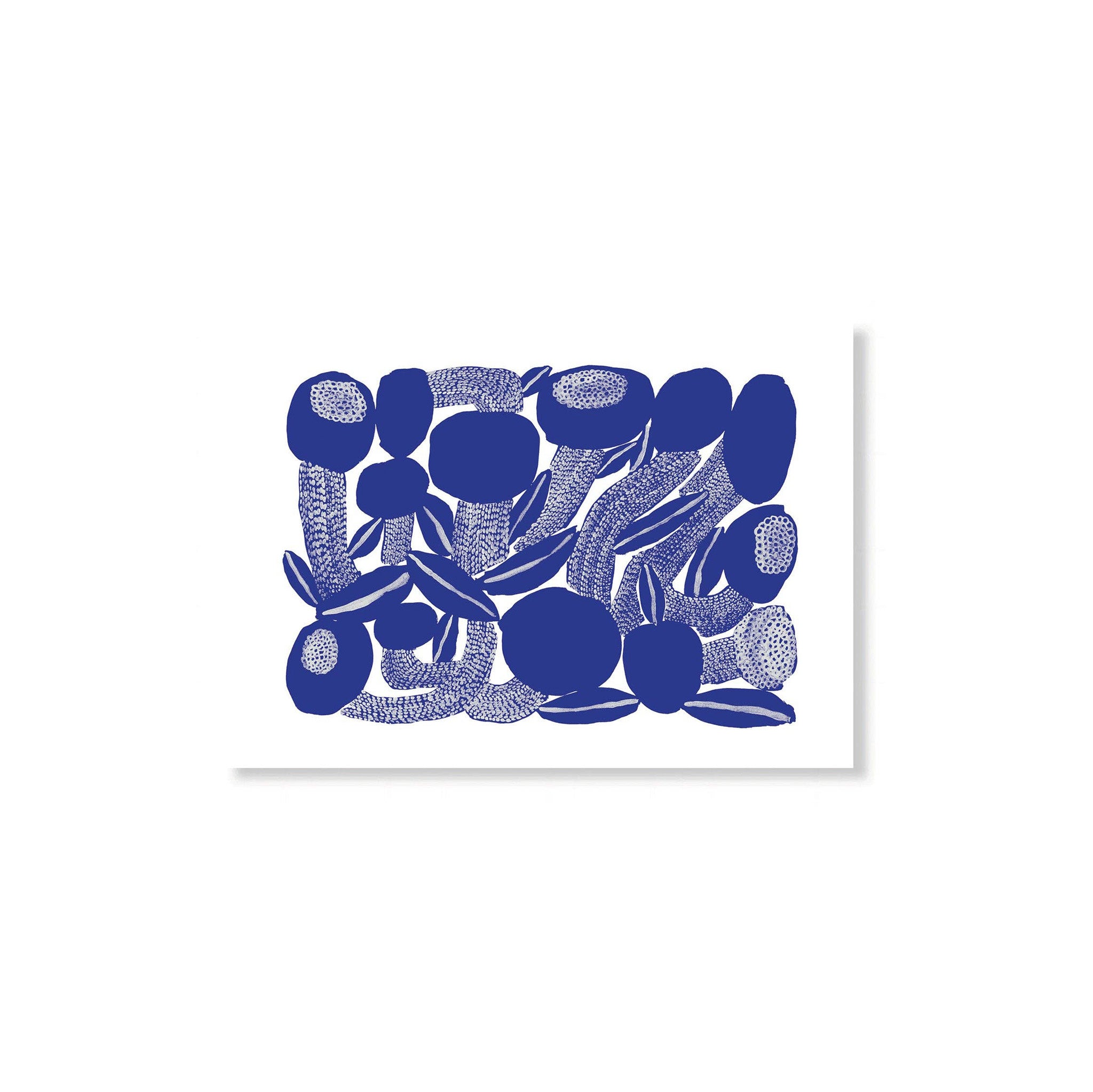 Blue floral watercolor art print by Tong Ren, 27.5" x 19.7", printed on white 170g paper.