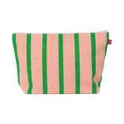 America Zipper Bag by A World of Craft in handwoven multicolored cotton stripes with nylon lining, Fair Trade handmade in Guatemala—large enough for toiletries or to use as a clutch with your phone.