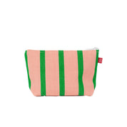 America Zipper Bag by A World of Craft in handwoven multicolored cotton stripes with nylon lining, Fair Trade handmade in Guatemala—large enough for toiletries or to use as a clutch with your phone.