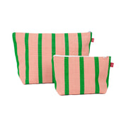 America Zipper Bag by A World of Craft in handwoven multicolored cotton stripes with nylon lining, Fair Trade handmade in Guatemala—large enough for toiletries or to use as a clutch with your phone.