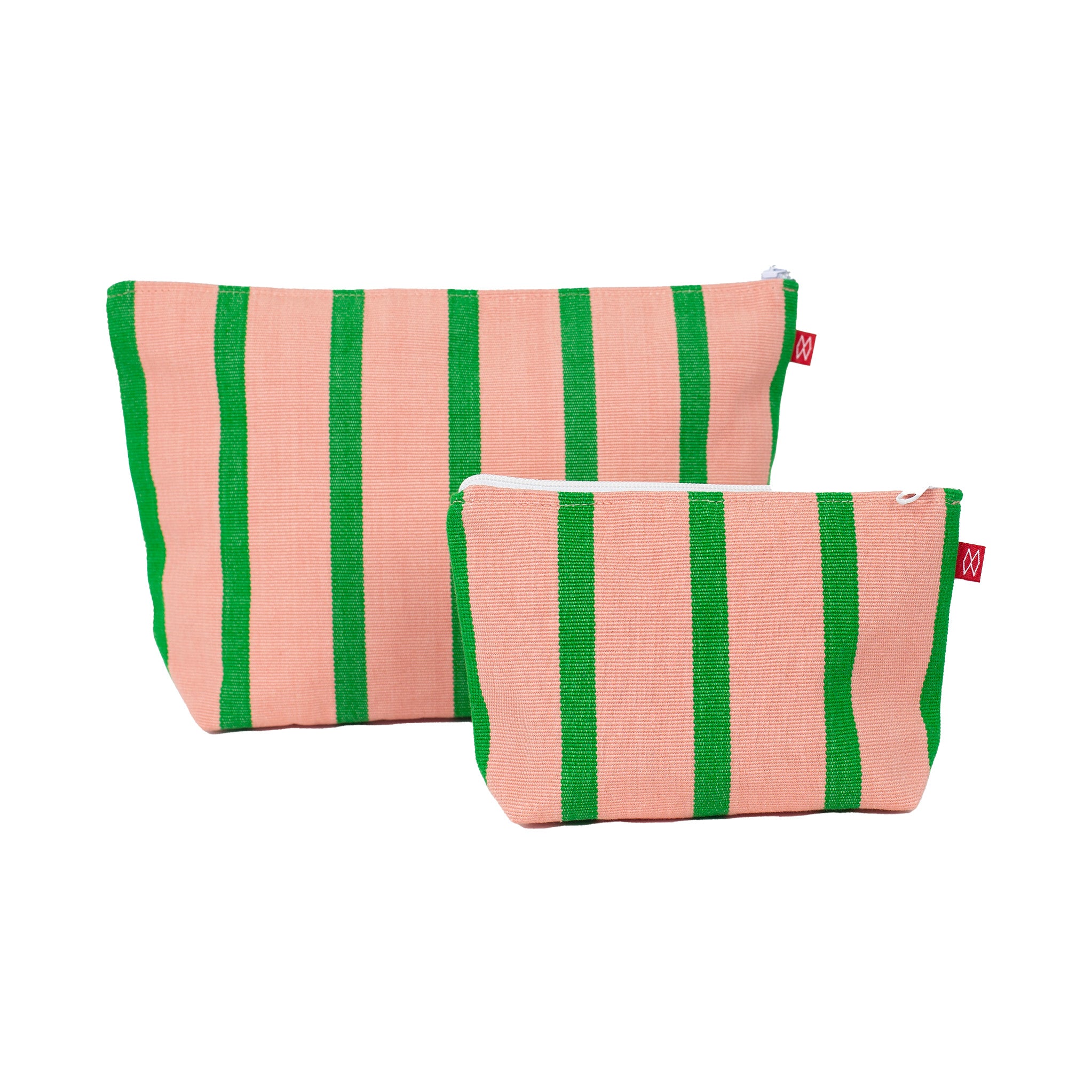 America Zipper Bag by A World of Craft in handwoven multicolored cotton stripes with nylon lining, Fair Trade handmade in Guatemala—large enough for toiletries or to use as a clutch with your phone.