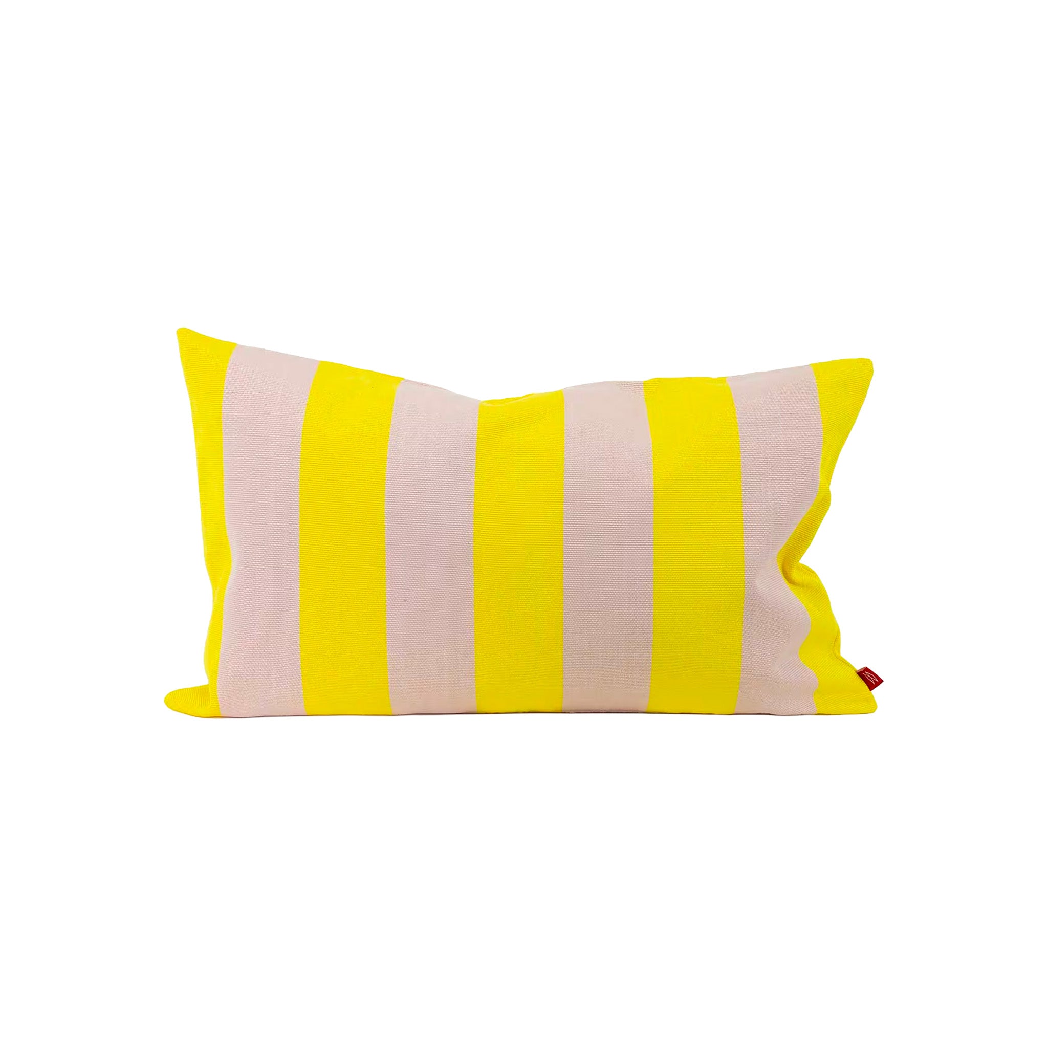 A World of Craft Carla Cushion Cover 50×50 cm. Handwoven cotton pillow cover with yellow and light pink stripes. Fair trade and artisan-made in Guatemala.