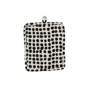A World of Craft Dots Oven Mitt and Potholder in black and white spotted print, Fair Trade cotton with padded polyester fill.
