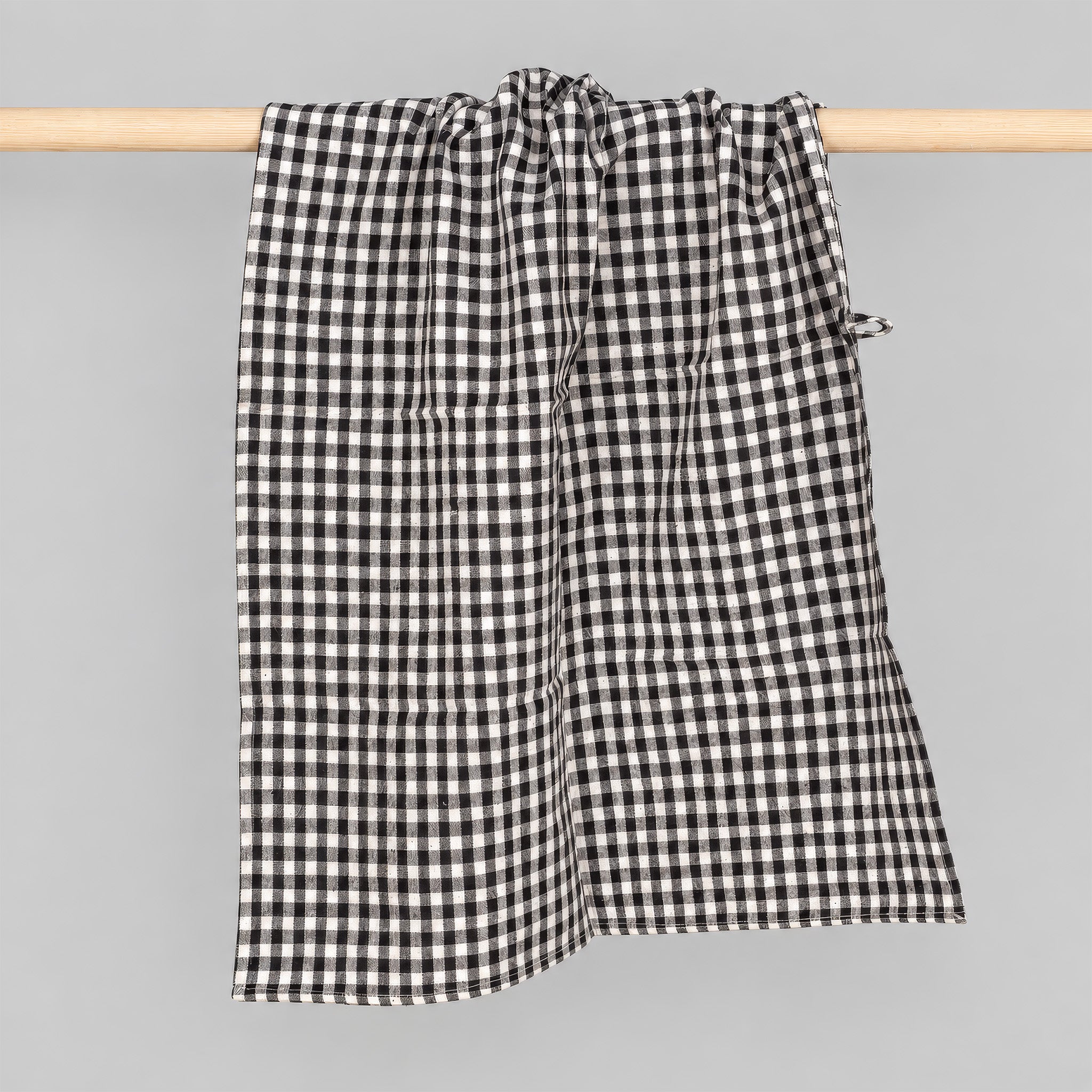 Eco Gingham Kitchen Towel by A World of Craft in black and natural gingham, handwoven from organically grown cotton.