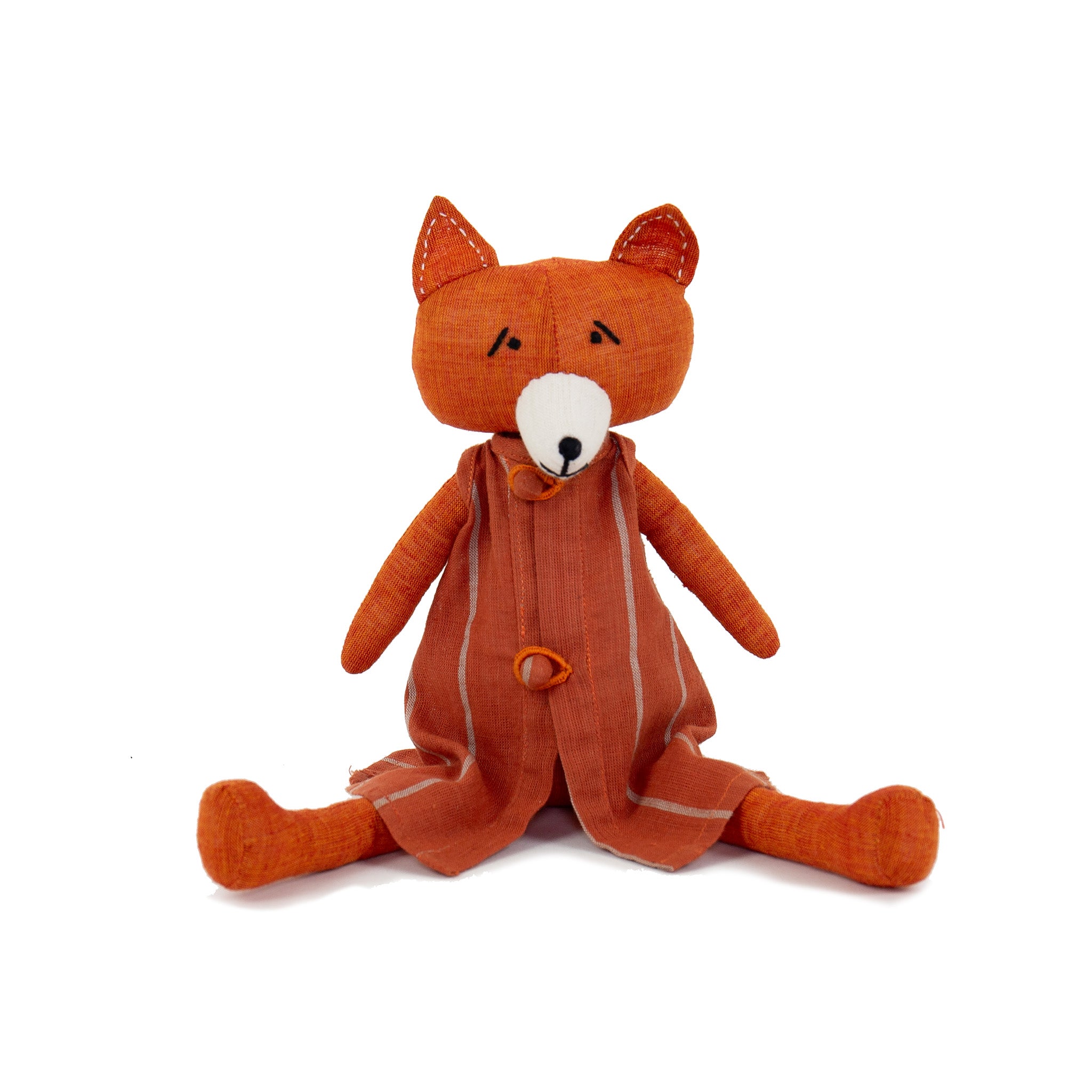 Fina Fox handmade cotton stuffed toy with kapok filling, Fair Trade, eco-friendly, cheeky woodland fox.