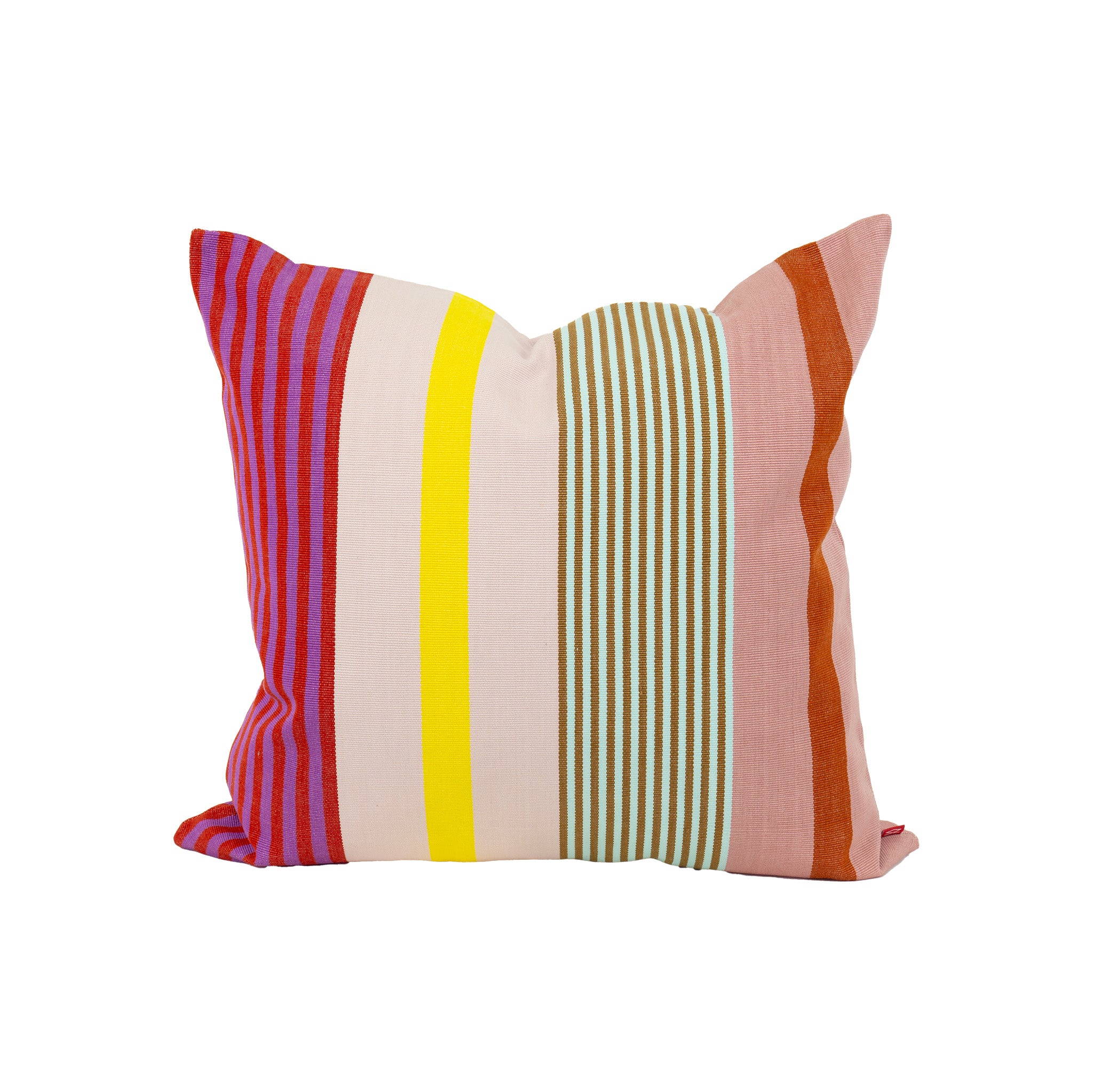 A World of Craft Margarita Cushion Cover 50×50 cm, multicolored handwoven cotton pillow with cocktail-inspired stripe design, handmade in Guatemala.