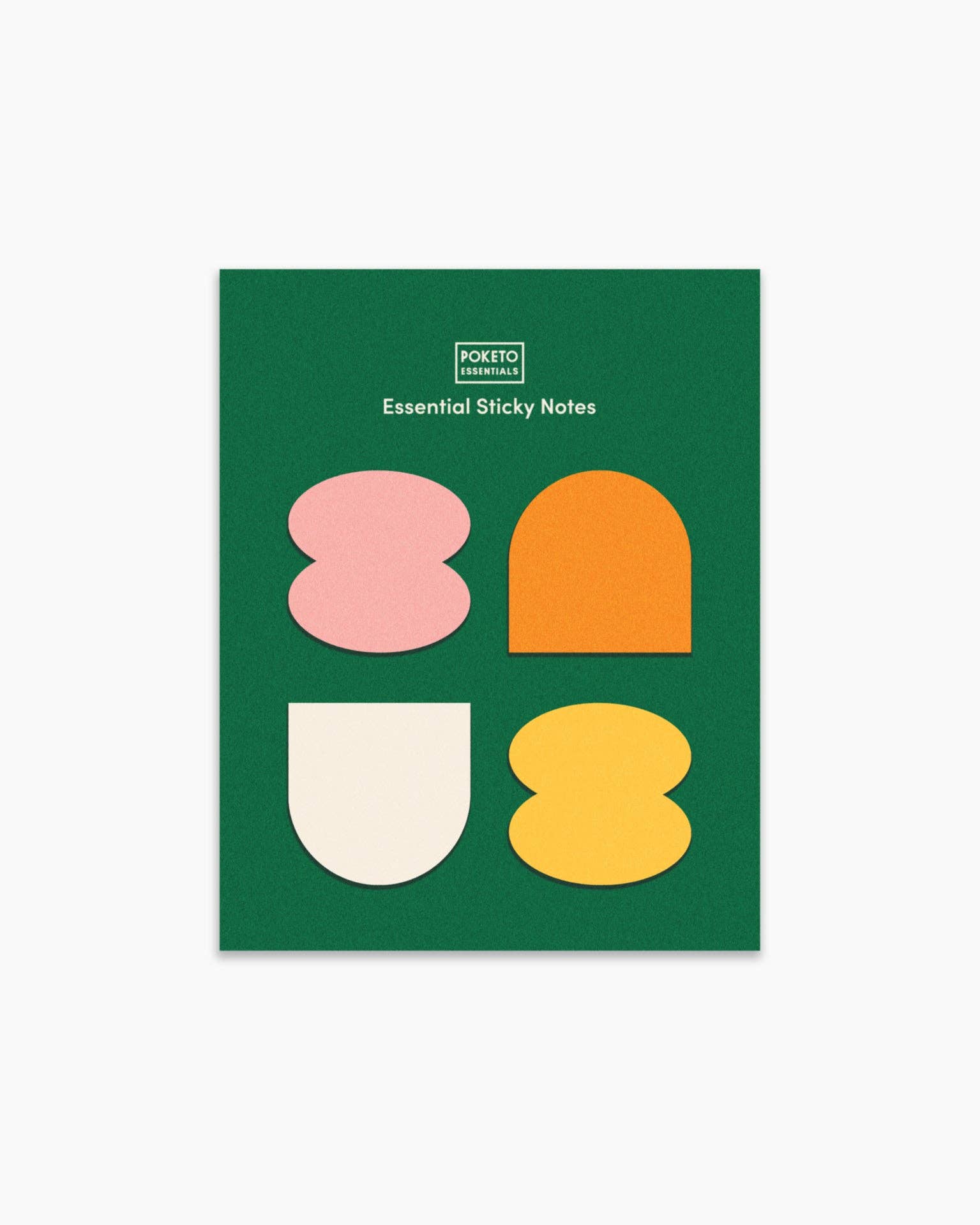 Poketo Essential Sticky Notes set with 4 colorful shapes. Fun sticky notes for reminders, to-dos, and planners.