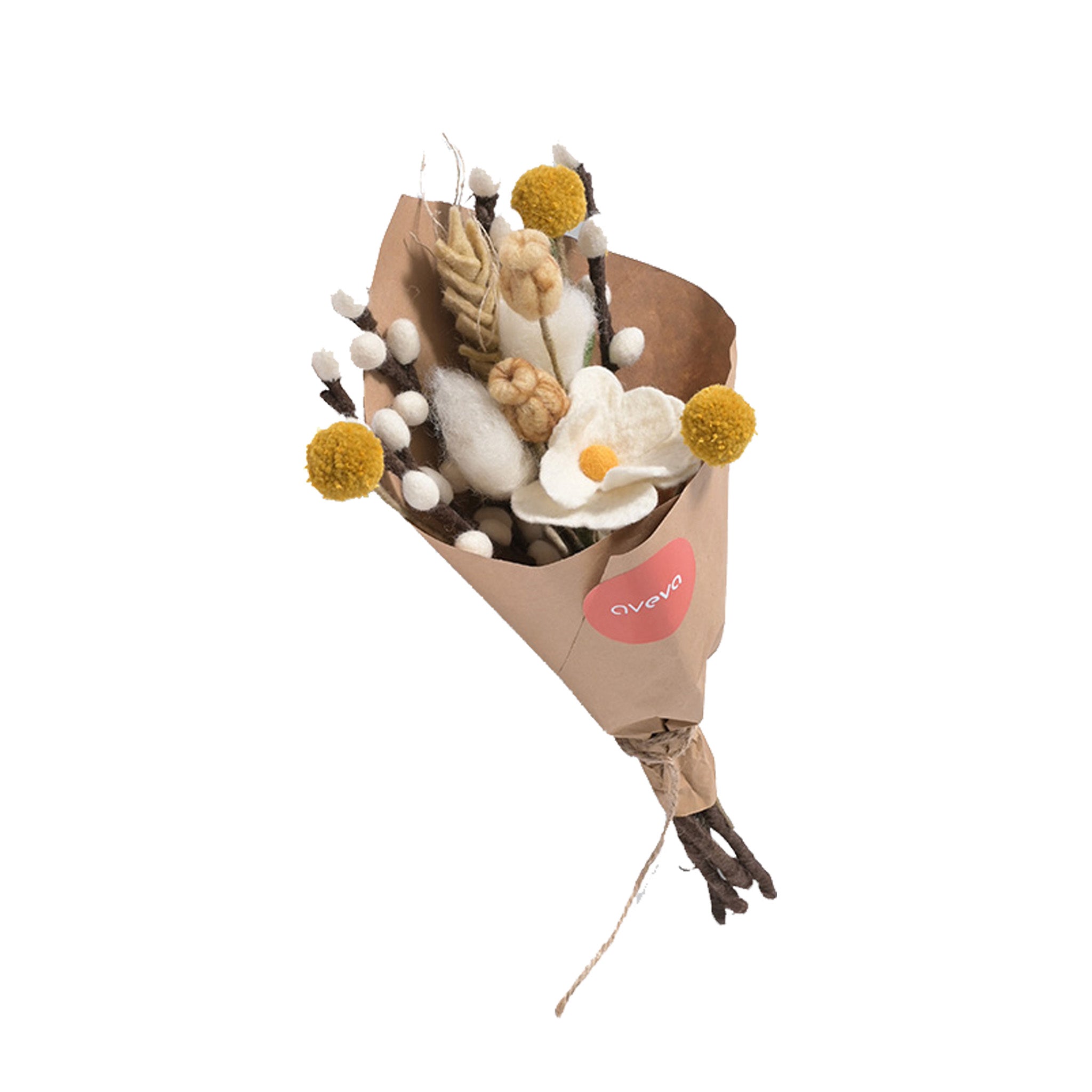 Handcrafted wool flower bouquets by Aveva Design that never wilt, shed, or need watering. Bundled forever blooms ready to gift or keep.