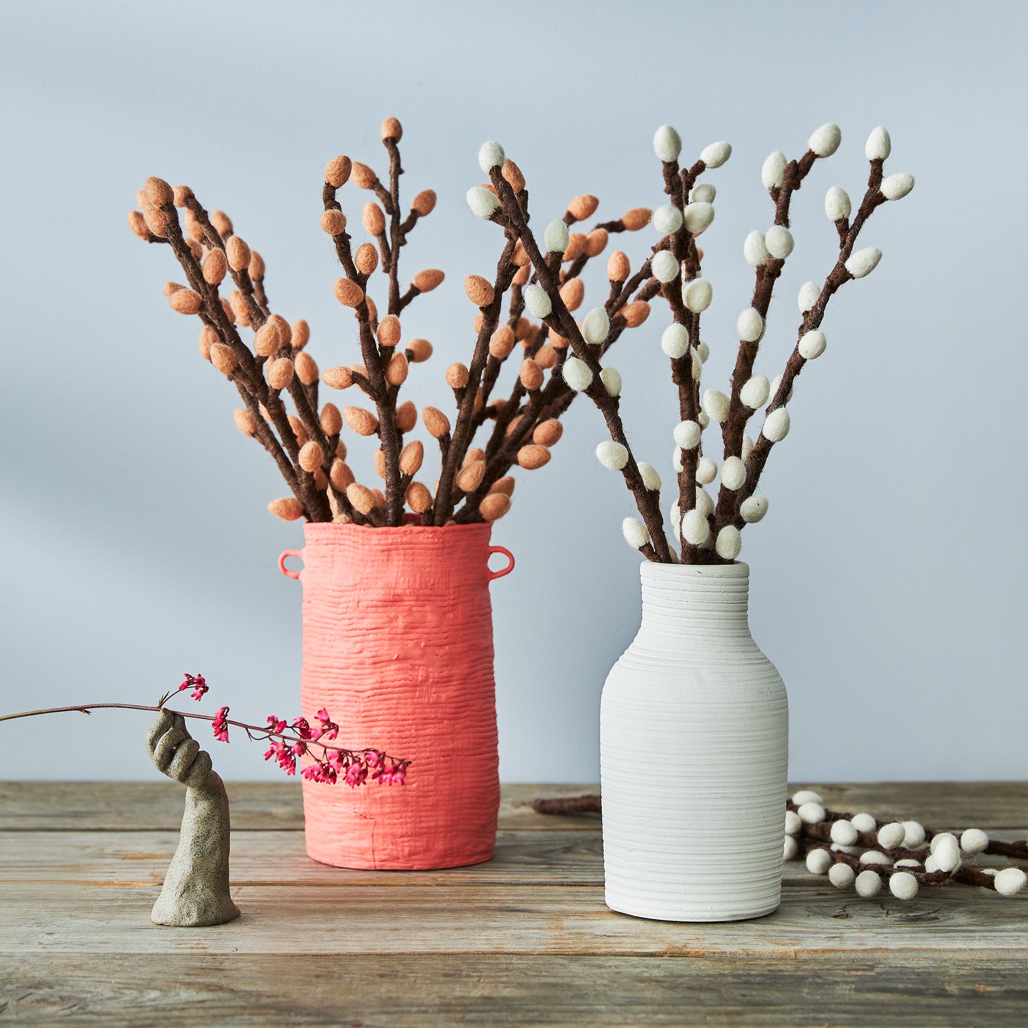 Wool felt Endless Flower stem by Aveva in Willow design, handmade in Nepal.