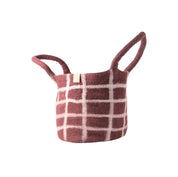 Aveva Design Wool Basket, handmade in Nepal from 100% wool with Swedish leather tag. Round handled basket for storing blankets, toys, or firewood.