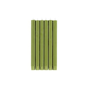 Set of 6 British Colour Standard Eco Dinner Candles in Olive, 10-inch hand-poured stearin tapers in recyclable gift box.