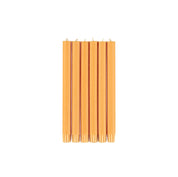 Set of 6 British Colour Standard Eco Dinner Candles in Saffron, 10-inch hand-poured stearin tapers in recyclable gift box.