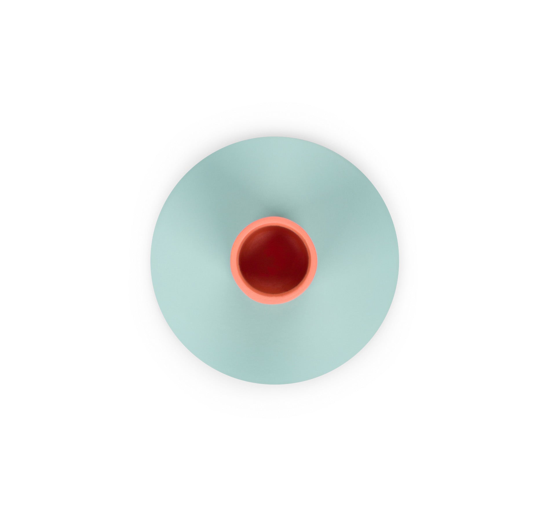 Tall Two-Tone Candleholder in Opaline & Marigold by British Colour Standard. Handmade recyclable steel with protective base pad, fits Eco Dinner Candles or tapers, Scandi Citrus design.