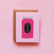 Badger & Burke Jam Love Card. Bright, playful love card printed on FSC-certified cardstock. 4.25" × 5.5", blank inside, made in Canada.