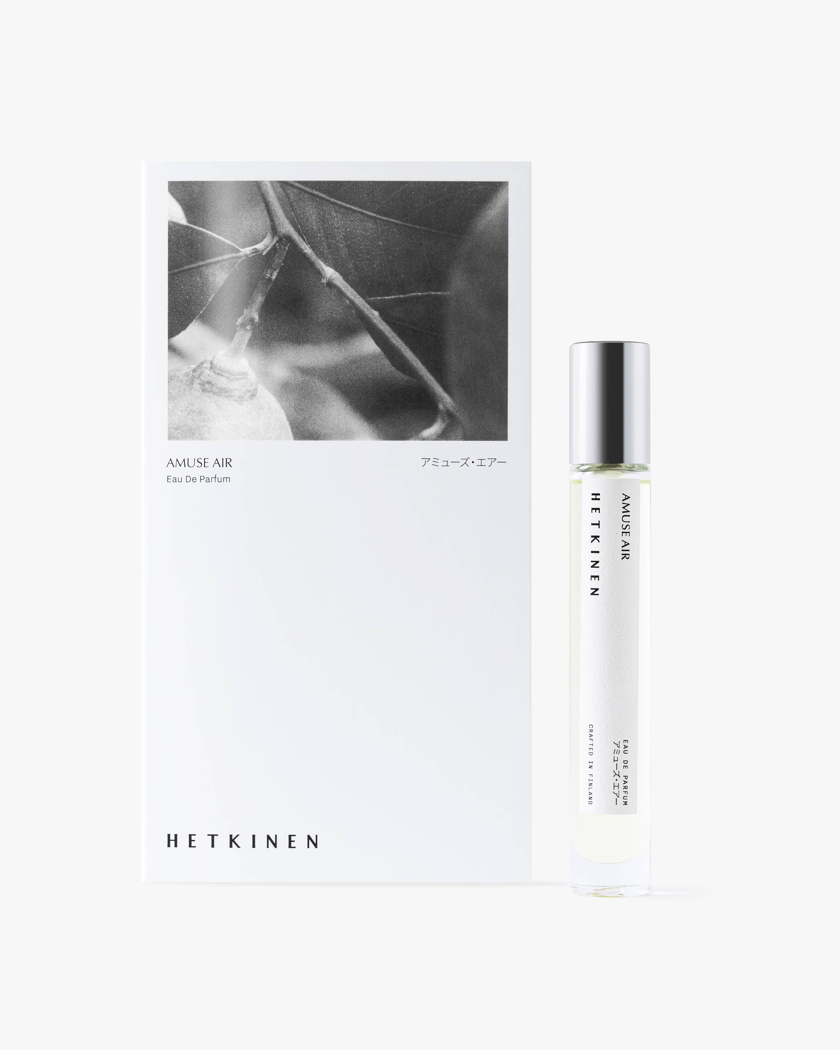 Hetkinen Amuse Air Eau de Parfum Roll-On, 12.5 mL natural perfume with notes of sweet orange, lemon, jasmine, neroli, lavender, vanilla, cedarwood, and patchouli.