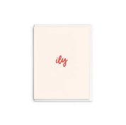 Dahlia Press ILY: I Love You Card with minimal blush design and red “ily” text. Letterpress printed on cotton paper, blank inside, 4.25 × 5.5", envelope included.