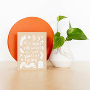 Worthwhile Paper Awesome Place Card with colorful geometric shapes and “The World Is an Awesome Place With You in It” lettering.