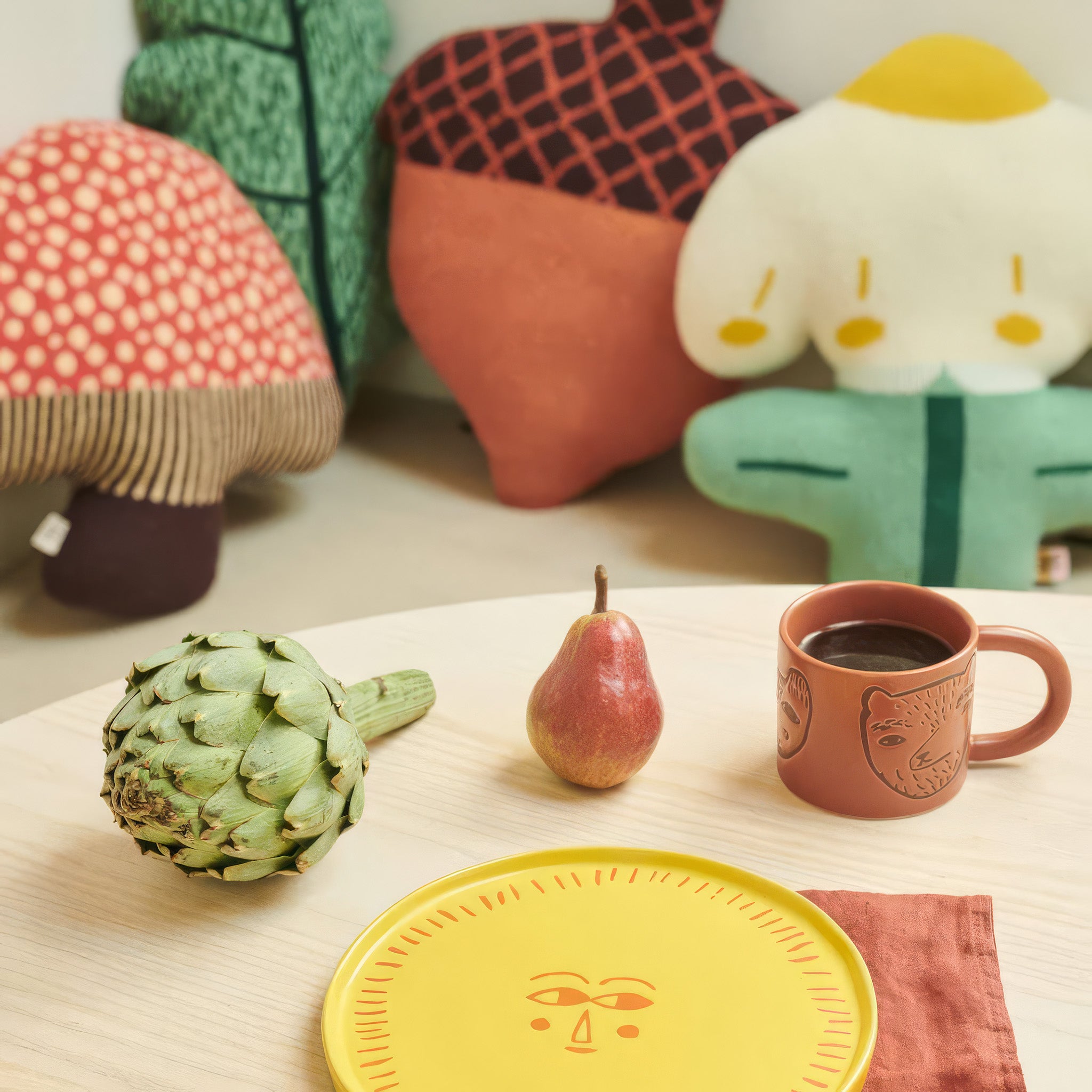 Donna Wilson Bear Mug in warm brown stoneware with hand-drawn bear illustrations and chunky rounded handle.