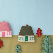 Donna Wilson Cottage Cushion in lambswool, house-shaped pillow inspired by Prospect Cottage.