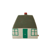 Donna Wilson Cottage Cushion in green lambswool, house-shaped pillow inspired by Prospect Cottage.