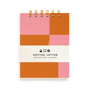 Worthwhile Paper Vibrance Geometry Dotted Jotter Notebook with colorful sunrise-inspired geometric design. Handmade wire-bound pocket notebook with cotton cover and recycled dotted paper, 4.25 × 5.5 inches.