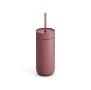 Fellow Carter Cold Tumbler in matte stainless steel with reusable straw, ceramic-coated interior, and spill-resistant lid. Available in 16 oz size.