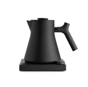 Fellow Corvo EKG Pro Electric Kettle in matte black, 0.9 L stainless steel body with precision temperature control and full-color LCD screen.
