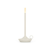 Graypants Wick Portable Rechargeable Candle Lamp in plated aluminum with warm white LED glow. Cordless, USB-C rechargeable, gift pack included.