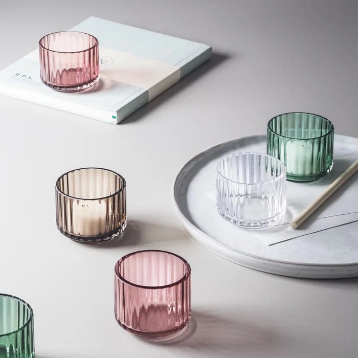 Grooved Glass Tealight Holder - Hei-Hey