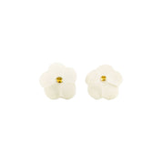 Handmade porcelain Flower Stud earrings by Jenna Vanden Brink with colorful petals and 22K gold luster centers.