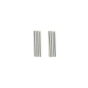 Black and white porcelain pinstripe bar stud earrings handmade by Jenna Vanden Brink, pinstripe swagger without the stiff suit, titanium posts