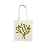Rockweed Tote Bag by Kautzi Illustrations with an olive green rockweed motif screen-printed on natural cotton.