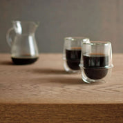 Kinto Kronos Double Wall Coffee Cup in clear double-wall heat-resistant glass.
