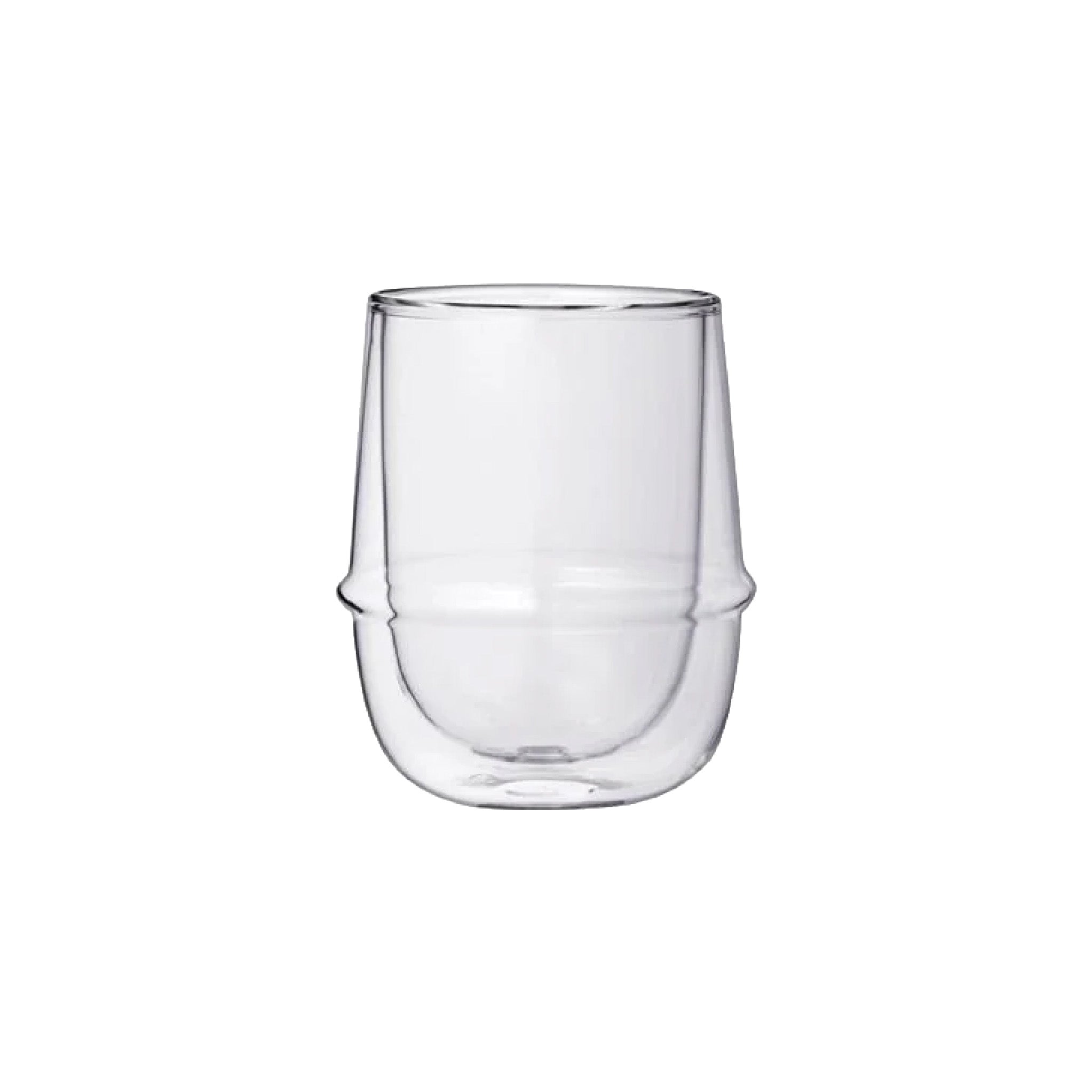 Kinto Kronos Double Wall Coffee Cup in clear double-wall heat-resistant glass.