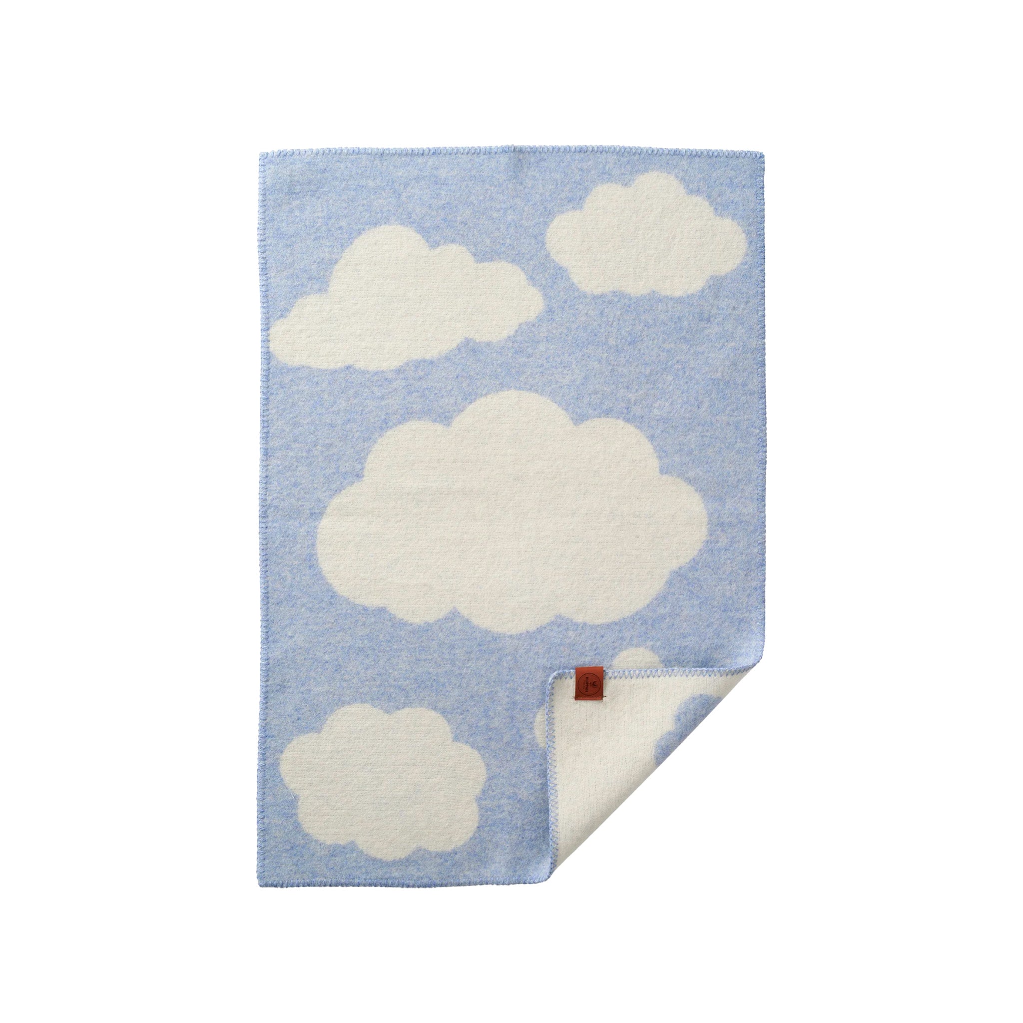 Klippan Cloudy Day Baby Blanket in Infinity Blue with a soft repeating cloud pattern.