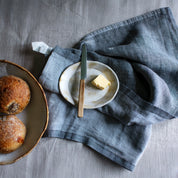Lapaun Kankurit Duo Linen Towel in two-tone reversible design, made from 100% washed linen, shown as a minimalist Finnish dish towel for kitchen use