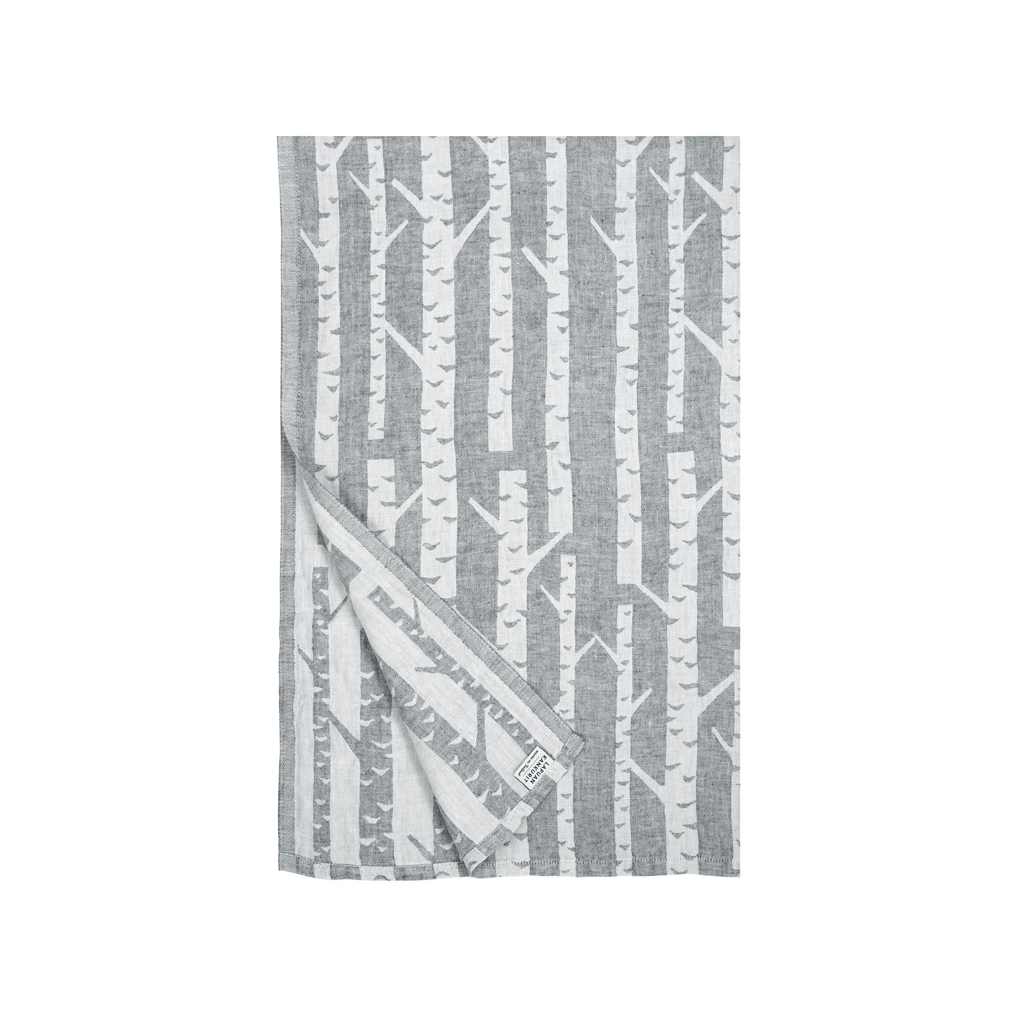 Lapuan Kankurit Koivu large linen towel designed by Marja Rautiainen with a birch tree pattern, woven in Finland from 100% washed linen.