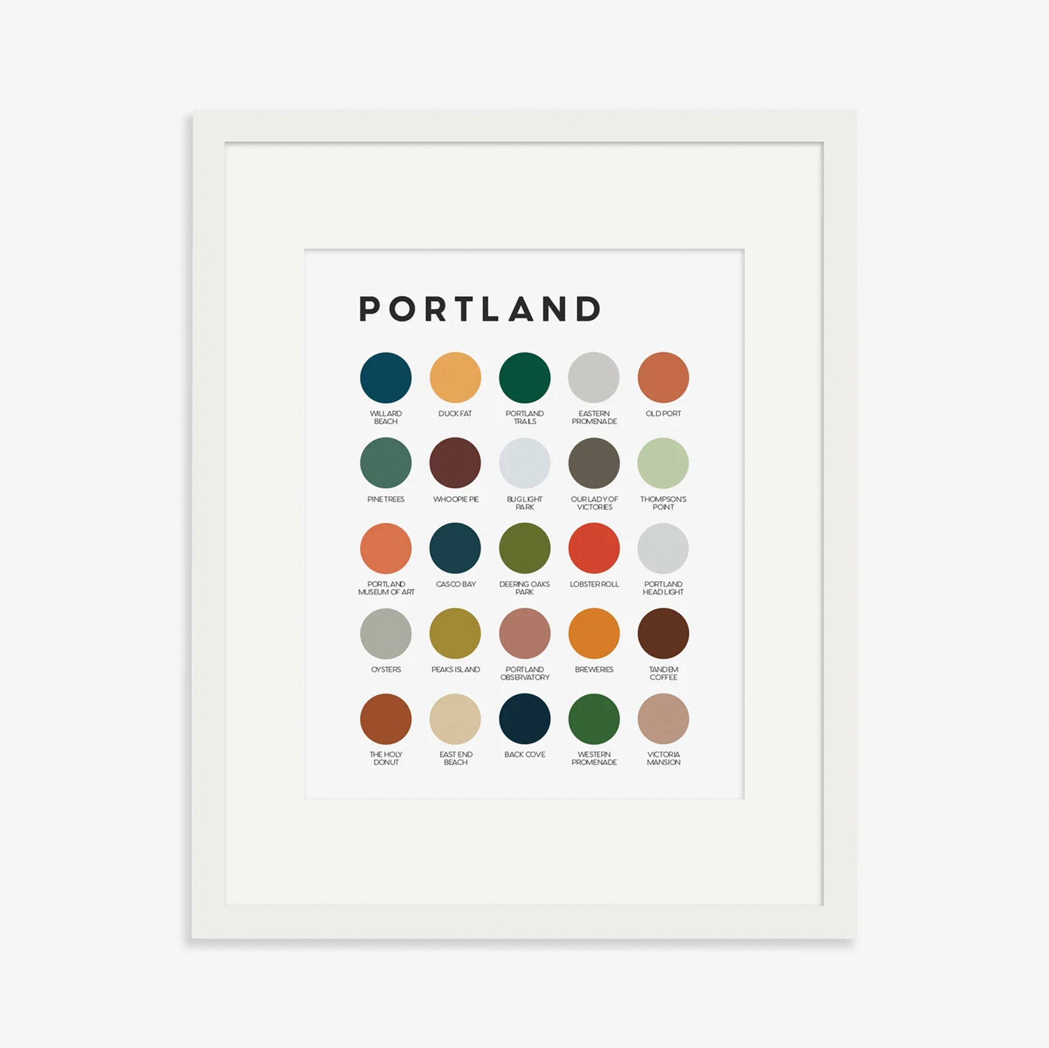 Lunch City Studio Portland, Maine Print. 8 × 10 in. art print featuring color swatches named for Portland landmarks. Ships flat, signed, and Hei-Day approved.