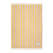 Maison Deux Candy Wrap Blanket in pink and yellow lambswool, reversible candy-stripe design, cozy modern throw.