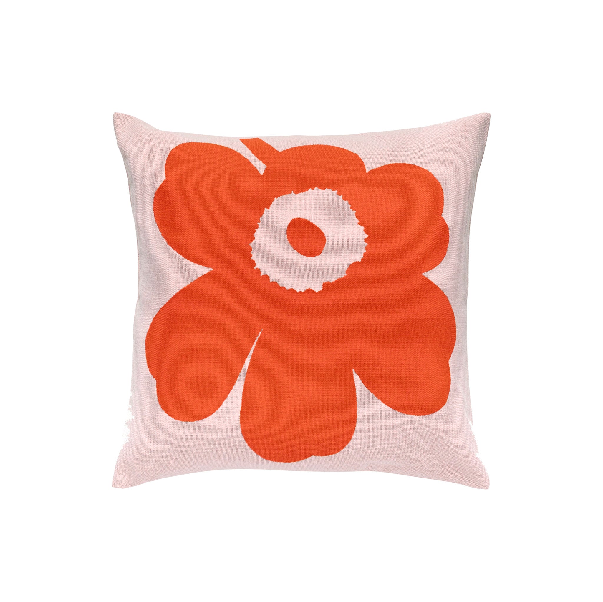Marimekko Unikko cushion cover in recycled cotton with bold poppy floral pattern and jacquard texture.