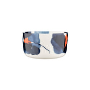 Marimekko Valssi Medium Bowl with blue and orange floral pattern on white Oiva stoneware—perfect for soups, snacks, and small design moments.