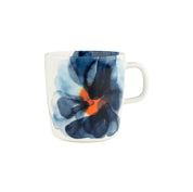 Marimekko Valssi Large Mug with painterly blue and orange florals on white stoneware—made for coffee, tea, and slow mornings.