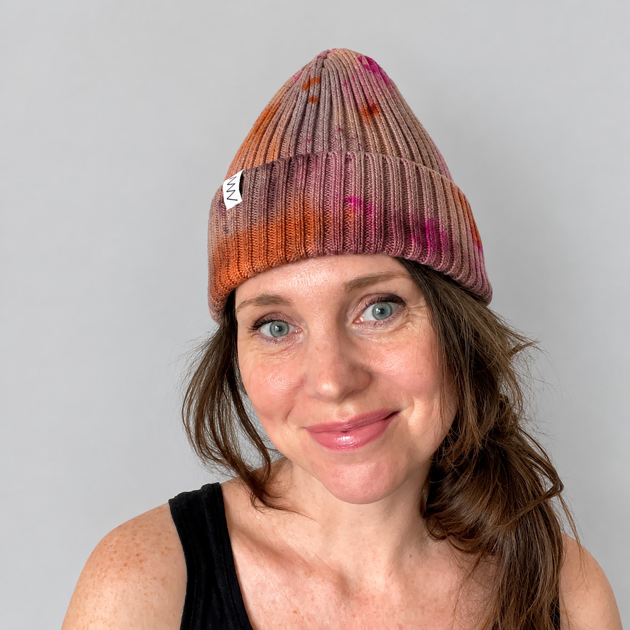 Brunette Hand-dyed Beanie Hat