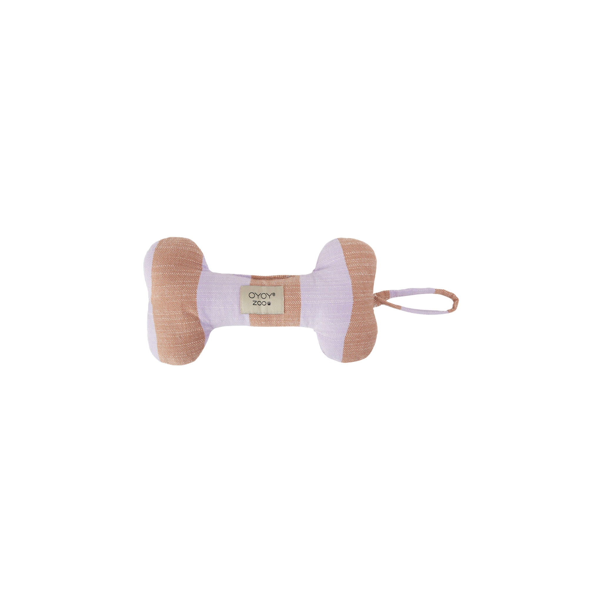 OYOY Ashi Dog Toy Small in Lavender / Amber stripes, Scandinavian recycled polyester eco-friendly dog toy with loop handle
